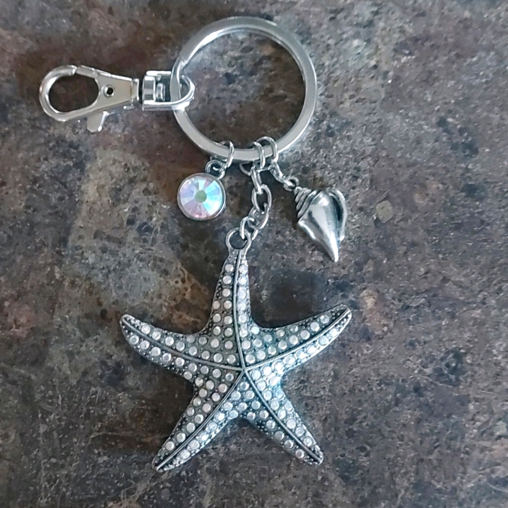 Starfish Rinstone Keychain